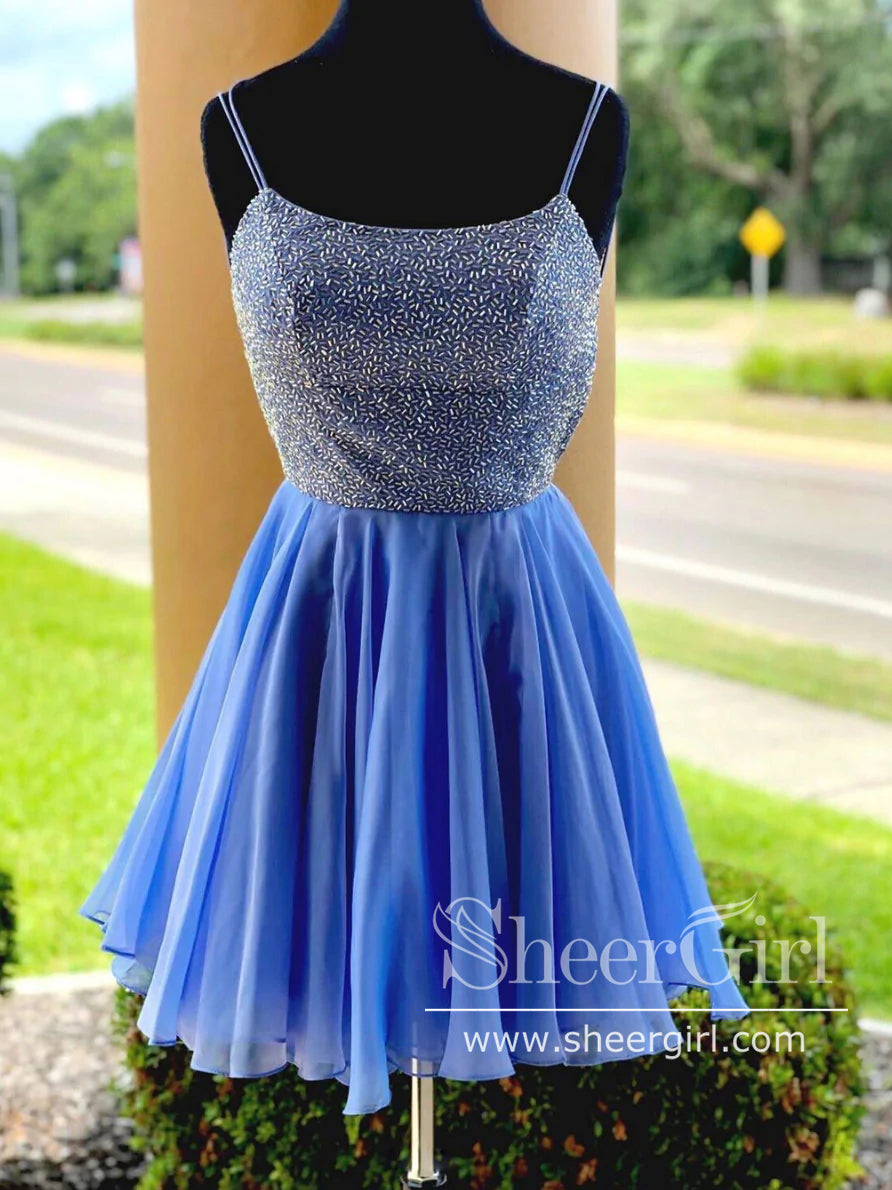 Beaded Bodice Flowy Chiffon Short Prom Dress Backless Homecoming Dress ARD2758 Beaded Bodice Flowy Chiffon Short Prom Dress Backless Homecoming Dress ARD2758
