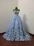 Beautiful Blue Flower Lace Sweetheart Long Party Dress, Blue Evening Dress Prom Dresses ARD2729-SheerGirl