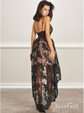 Black Lace High Low Homecoming Dresses A Line V Neck Vintage Prom Dress ARD1767-SheerGirl