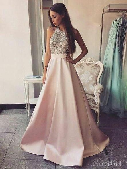Blush Pink Beaded Prom Dresses Sweep Train Formal Dresses ARD2340 Blush Pink Beaded Prom Dresses Sweep Train Formal Dresses ARD2340