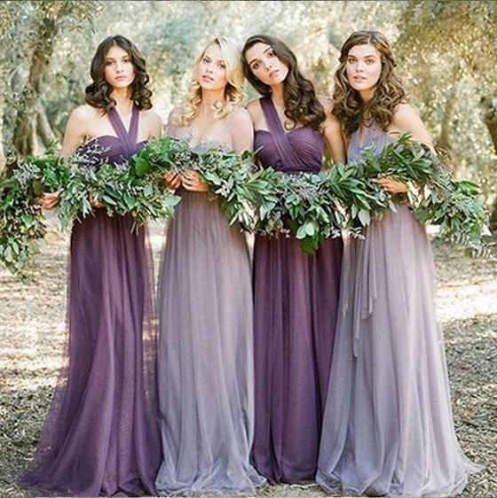 Burgundy Convertible Bridesmaid Dresses Tulle Purple Mismatched Bridesmaid Dresses ARD1166-SheerGirl
