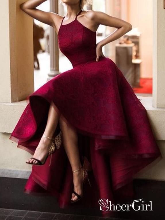 Burgundy High Low Prom Dresses Cheap Lace Vintage Maroon Formal Dresses ARD1334 Burgundy High Low Prom Dresses Cheap Lace Vintage Maroon Formal Dresses ARD1334
