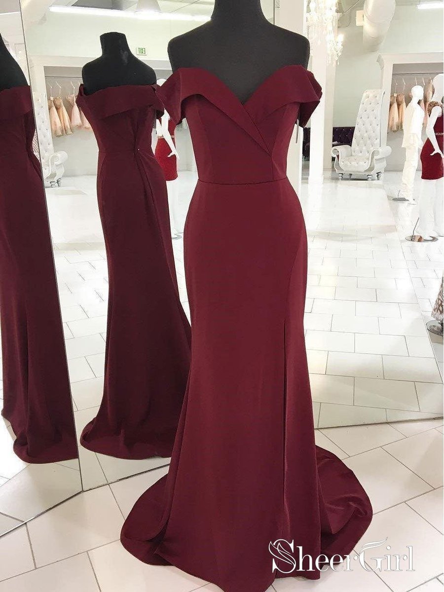 Burgundy Mermaid Prom Dresses,Simple Cheap Long Formal Dresses APD3158   SheerGirl