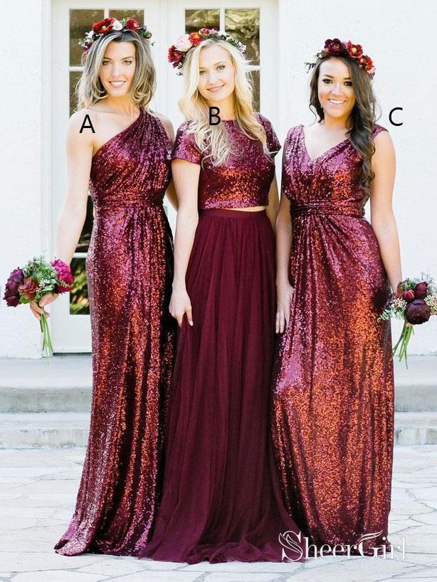 Burgundy Sequins Bridesmaid Dresses Long Mismatched Bridesmaid Dresses APD3160 Burgundy Sequins Bridesmaid Dresses Long Mismatched Bridesmaid Dresses APD3160