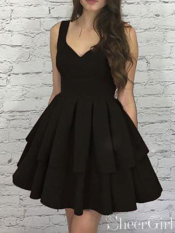 Burgundy V-neck Homecoming Dress Tiered Skirt Graduation Dresses ARD2402 Burgundy V-neck Homecoming Dress Tiered Skirt Graduation Dresses ARD2402