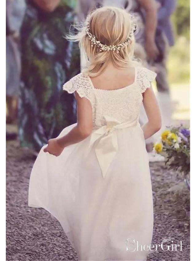 Cap Sleeve Lace Top White Long Baby Dress Flower Girl Dresses ARD1284-SheerGirl