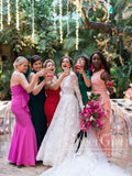 Cathedral Train Long Sleeves Lace A Line Wedding Dress with Deep V Neck AWD1822-SheerGirl