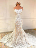 Charming Wedding Dresses With Vintage Lace Sheath Bridal Dress with Chapal Train AWD1836-SheerGirl