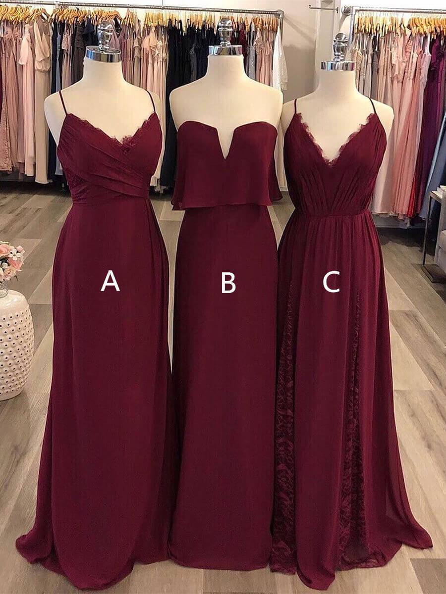 Cheap Chiffon Burgundy Mismatched Bridesmaid Dresses Maxi Dress ARD182 SheerGirl Cheap Chiffon Burgundy Mismatched Bridesmaid Dresses Maxi Dress ARD182 SheerGirl