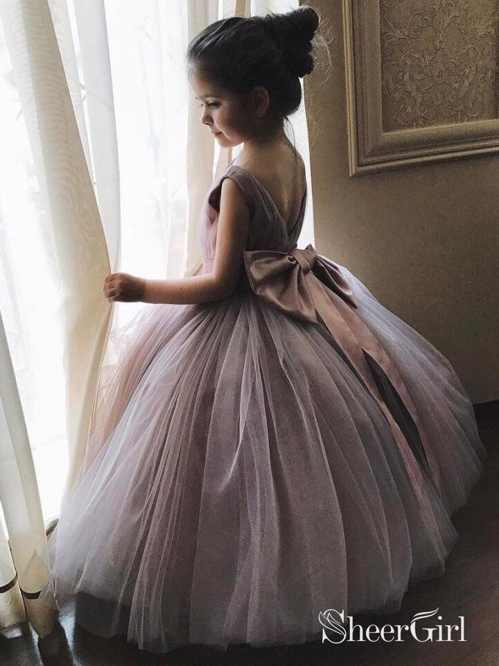 Cheap Cute Mauve Flower Girl Dresses with Bow on the Back ARD1760 Cheap Cute Mauve Flower Girl Dresses with Bow on the Back ARD1760