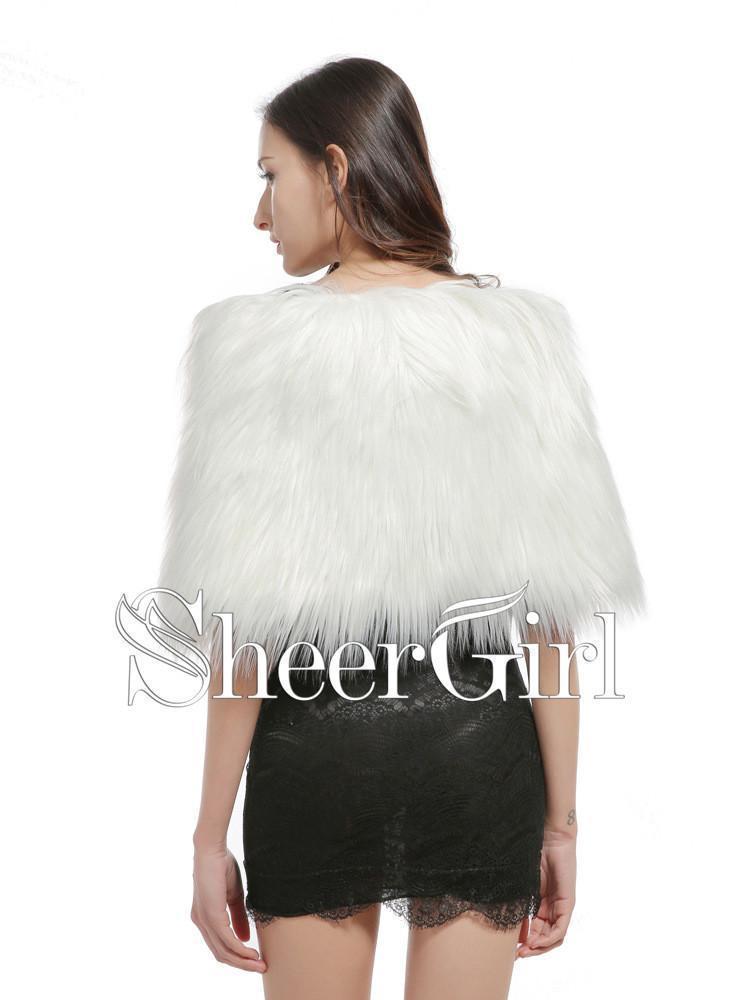 Cheap Faux Fur Bridal Wraps Shrugs Winter Wedding Wrap WJ0005-SheerGirl