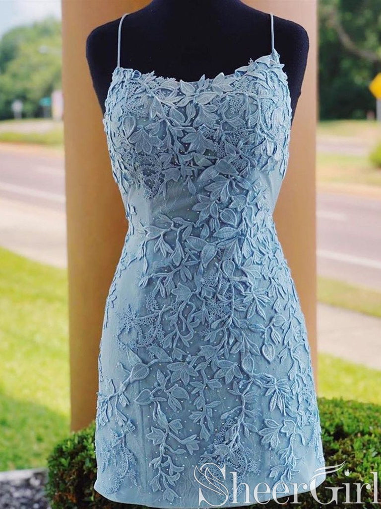 Cheap Lace Applique Short Homecoming Dress Backless Formal Dresses ARD2381-SheerGirl