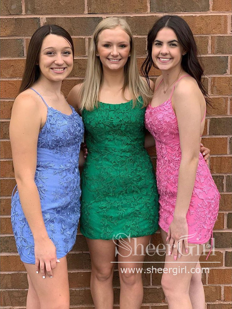 Cheap Lace Applique Short Homecoming Dress Backless Formal Dresses ARD2381-SheerGirl