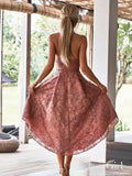 Cheap Vintage Dusty Rose High Low Lace Homecoming Dresses with Pocket ARD1601-SheerGirl