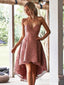 Levné Vintage Dusty Rose Vysoké Nízké Krajkové šaty s kapsou ARD1601