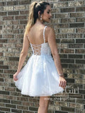Corded Appliqued V Neck Cocktail Dress Corset Back Homecoming Dress ARD2649-SheerGirl