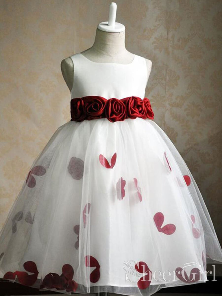Cute Burgundy Floral Princess Flower Girl Dresses ARD1302-SheerGirl