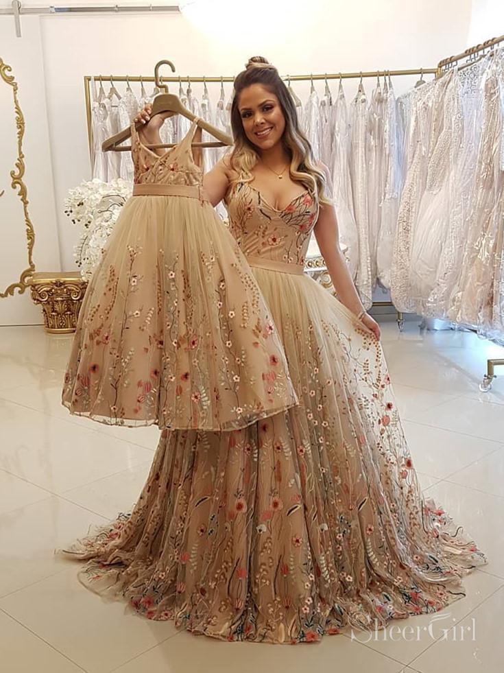 Cute Floral Flower Girl Dresses V Neck Floor Length Kid's Dress ARD2105 Cute Floral Flower Girl Dresses V Neck Floor Length Kid's Dress ARD2105