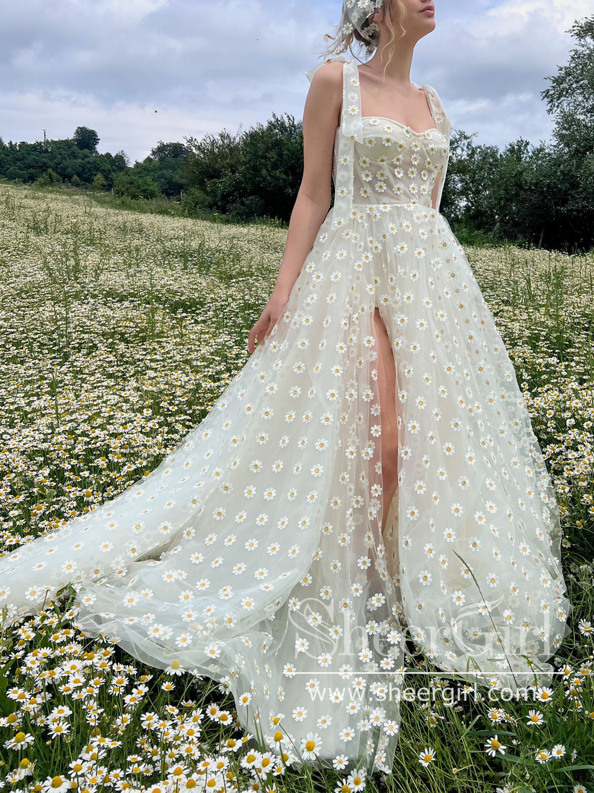 Daisy Lace Corset Dress See Through Prom Dress in Floor Lenght ARD2812 SheerGirl