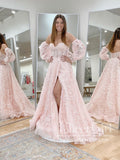 Detachable Puff Sleeve Prom Dress Tulle Long Evening Dresses ARD2678-SheerGirl