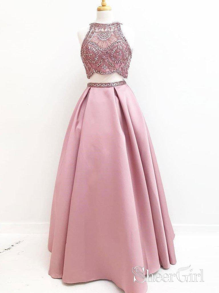 open lace back dress Cowl Neck Hot Pink Satin Prom Dress Spaghetti Straps A-Line Formal Dre –  MyGirlProm.com main image 1