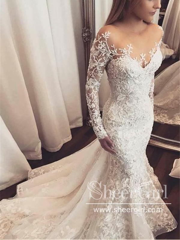fitted lace wedding dress WL031-Detachable Wings Mermaid Wedding Gown-Andrea & Leo main image 1