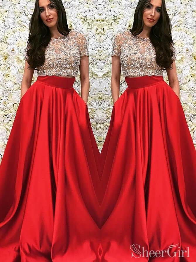 open lace back dress Elegant Two Piece Beaded Prom Dresses Long Formal Dresses ARD2307 –  SheerGirl
