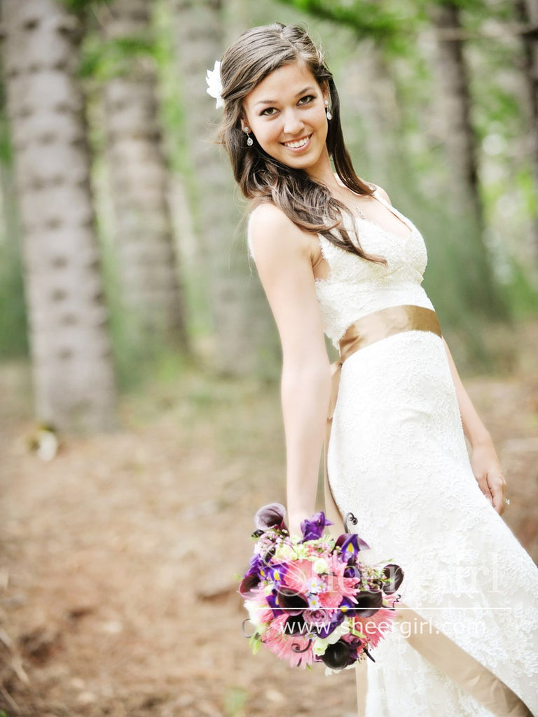 Fancy Mermaid Wedding Gown with Vintage Lace Sweep Train AWD1741-SheerGirl