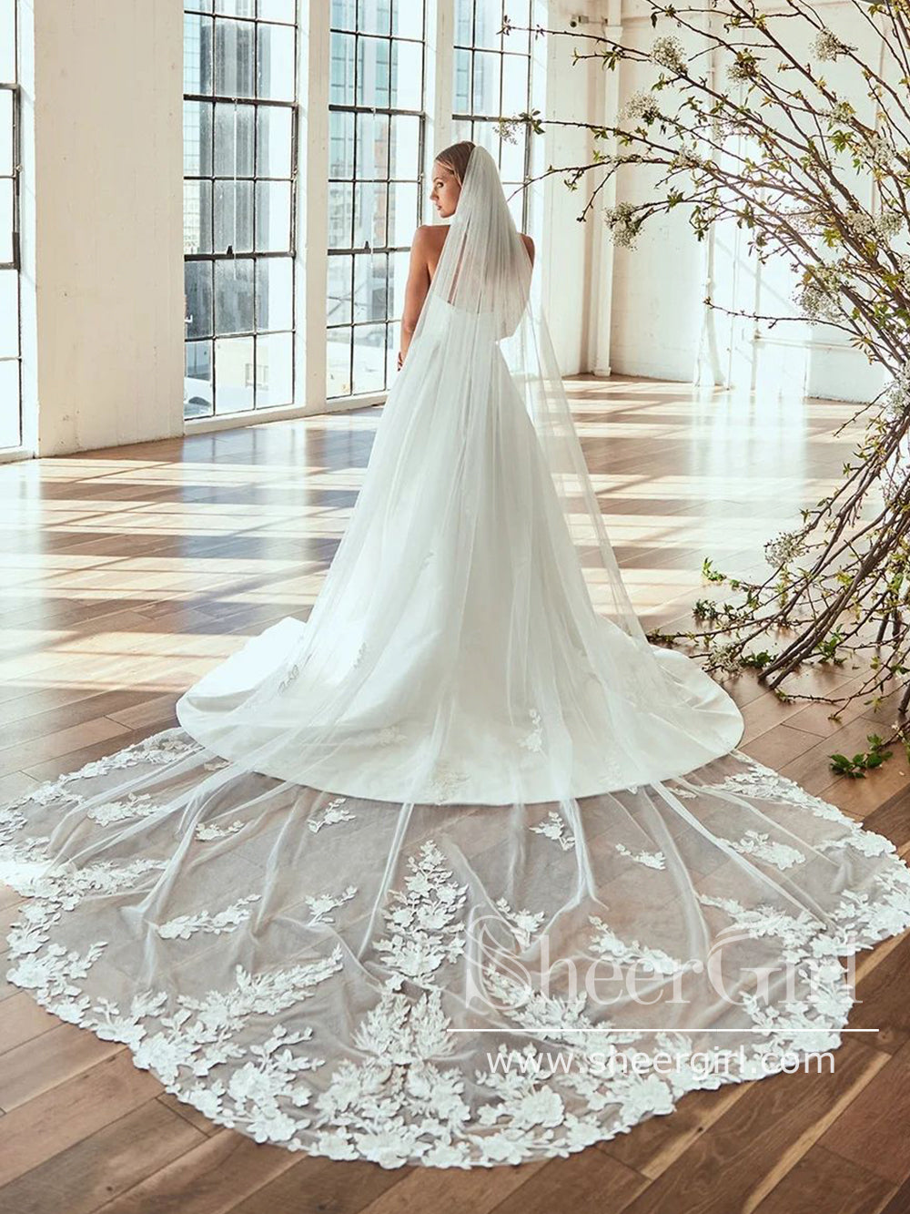 Floral Lace Cathedral Veil Bridal Veil Wedding Veil ACC1175 SheerGirl Floral Lace Cathedral Veil Bridal Veil Wedding Veil ACC1175 SheerGirl