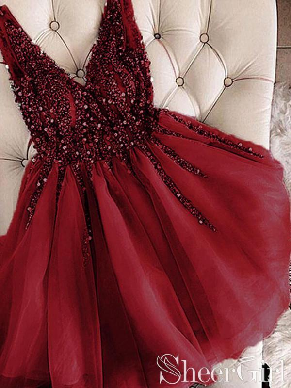 Grey Rhinestone Beaded Homecoming Dresses V Neck Tulle Short Prom Dress ARD1745 Grey Rhinestone Beaded Homecoming Dresses V Neck Tulle Short Prom Dress ARD1745