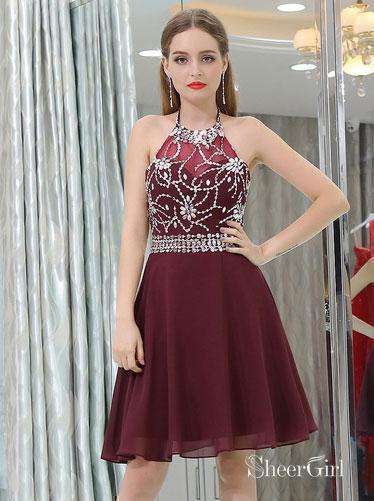 knee length dresses for ladies A-Line Sweetheart Royal Blue Tiered Homecoming Dress with Beading AB25090901 main image 0