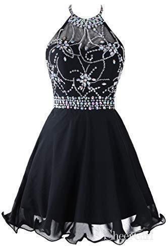 Halter Beaded Bodice Black Chiffon Homecoming Dresses,Short Prom Gowns,Apd2554 Halter Beaded Bodice Black Chiffon Homecoming Dresses,Short Prom Gowns,Apd2554