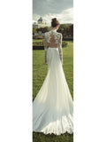 High Neck Vintage Wedding Dresses Long Sleeve Lace Beach Wedding Dress AWD1148-SheerGirl