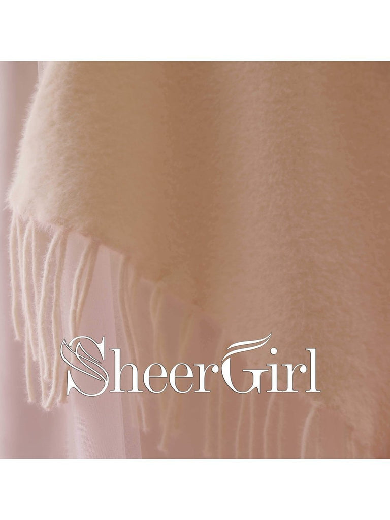 Ivory Bridal Stole Wedding Wraps Wool Short Winter Cape WJ0014-SheerGirl