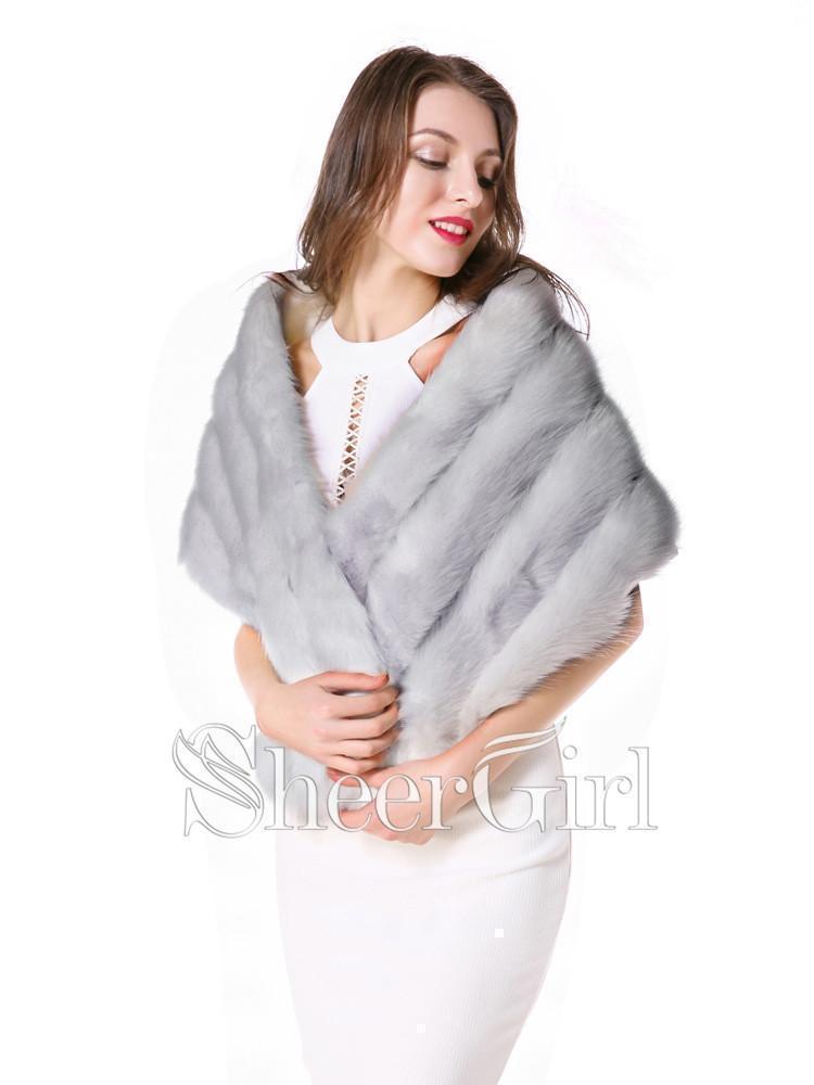 Ivory Bridal Wraps Faux Fur Winter Bridal Wrap WJ0004-SheerGirl