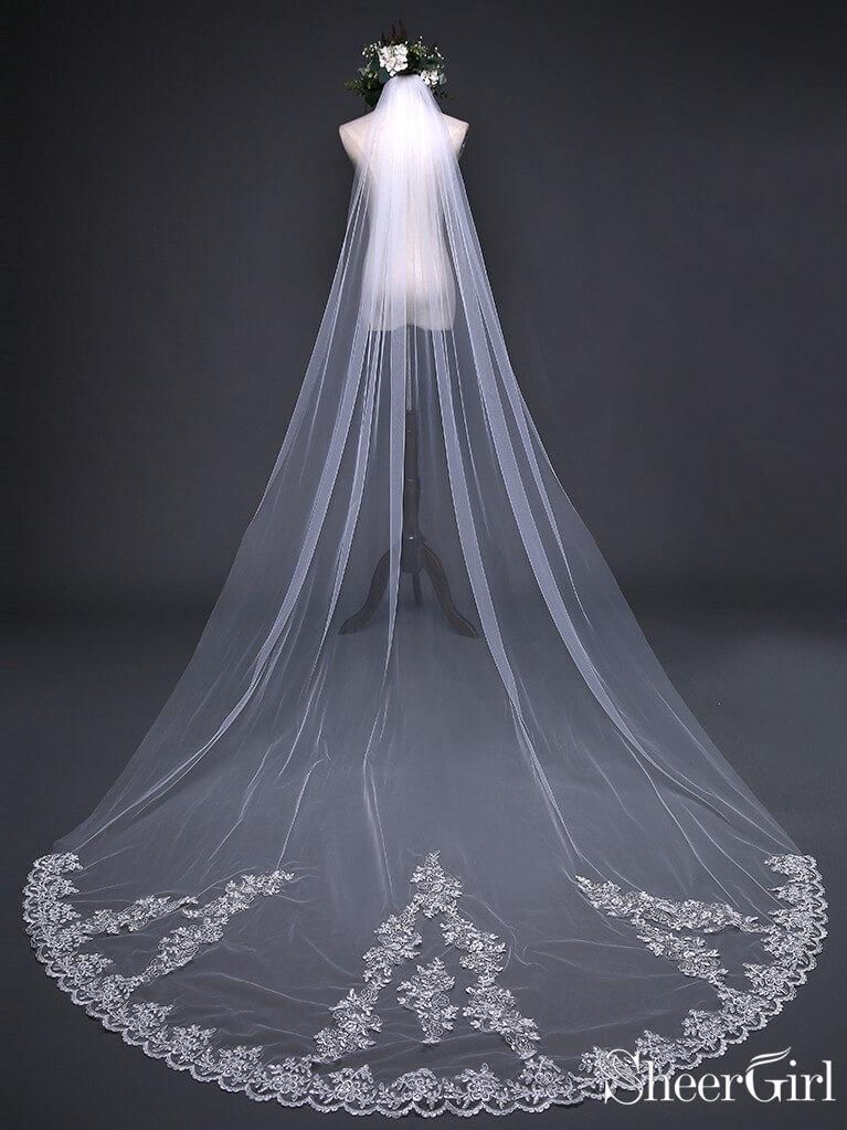 NWT beaded ivory cathedral wedding veil Boho Wedding Veil: Beaded Ivory Leaf Trim, Cathedral Length  main image 3