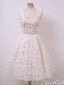 Ivory Lace Homecoming Dresses Square Neck Short Prom Dress ARD2383