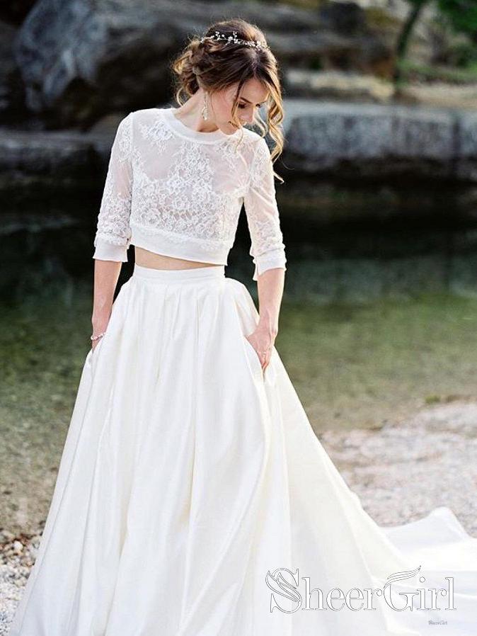 Ivory Lace Nude Lining Two Pieces Wedding Dresses Gorgegous Lace Sweep Train Wedding Gowns AWD1621 Ivory Lace Nude Lining Two Pieces Wedding Dresses Gorgegous Lace Sweep Train Wedding Gowns AWD1621