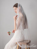 Ivory Tulle Wedding Veils One Layer Bridal Veil with Lace Hem ACC1049-SheerGirl