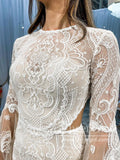 Keyhole Back Long Sleeves Mermaid Lace Wedding Dress AWD1867-SheerGirl