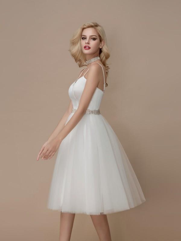 Knee Length Casual Wedding Dresses Beaded Short Summer Wedding Dresses AWD1033-SheerGirl