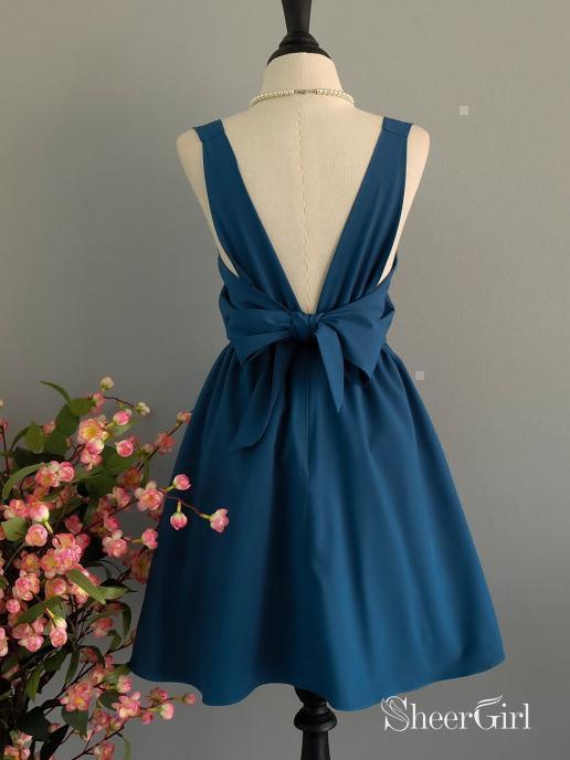 Knee Length Plum Homecoming Dresses Backless Cheap Simple Short Prom Dress SheerGirl Knee Length Plum Homecoming Dresses Backless Cheap Simple Short Prom Dress SheerGirl