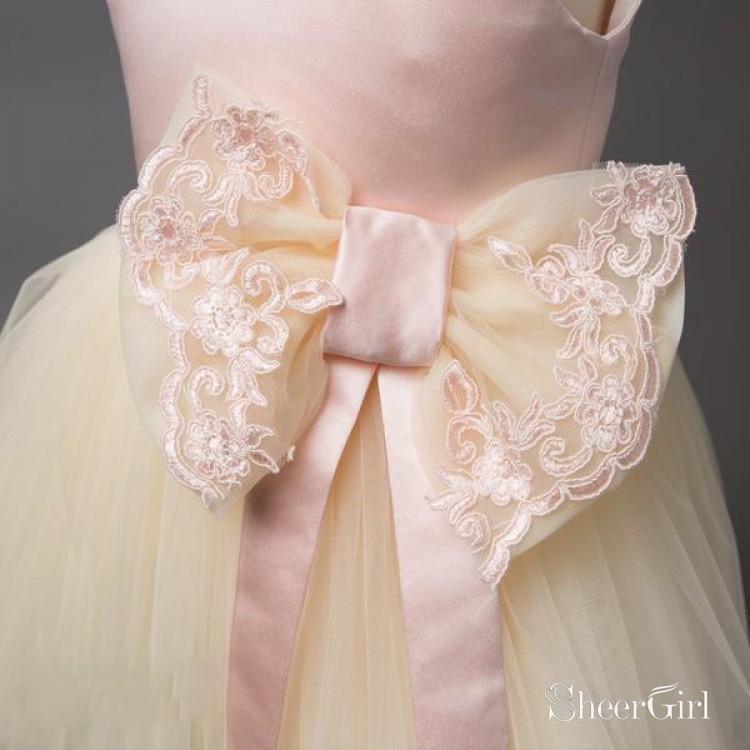 Lace Appliqued Mid Length Blush Pink Toddler Flower Girl Dresses ARD1311-SheerGirl