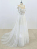 Lace Appliqued See Through Beach Wedding Dresses Summer Wedding Dress SWD0062-SheerGirl