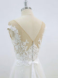 Lace Appliqued See Through Beach Wedding Dresses Summer Wedding Dress SWD0062-SheerGirl