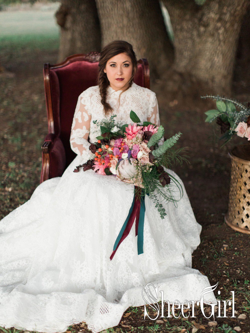 Lace Full A-Line Rustic-Chic Wedding Dress with Long Sleeves Ivory Oversize Bridal Dress AWD1643 Lace Full A-Line Rustic-Chic Wedding Dress with Long Sleeves Ivory Oversize Bridal Dress AWD1643