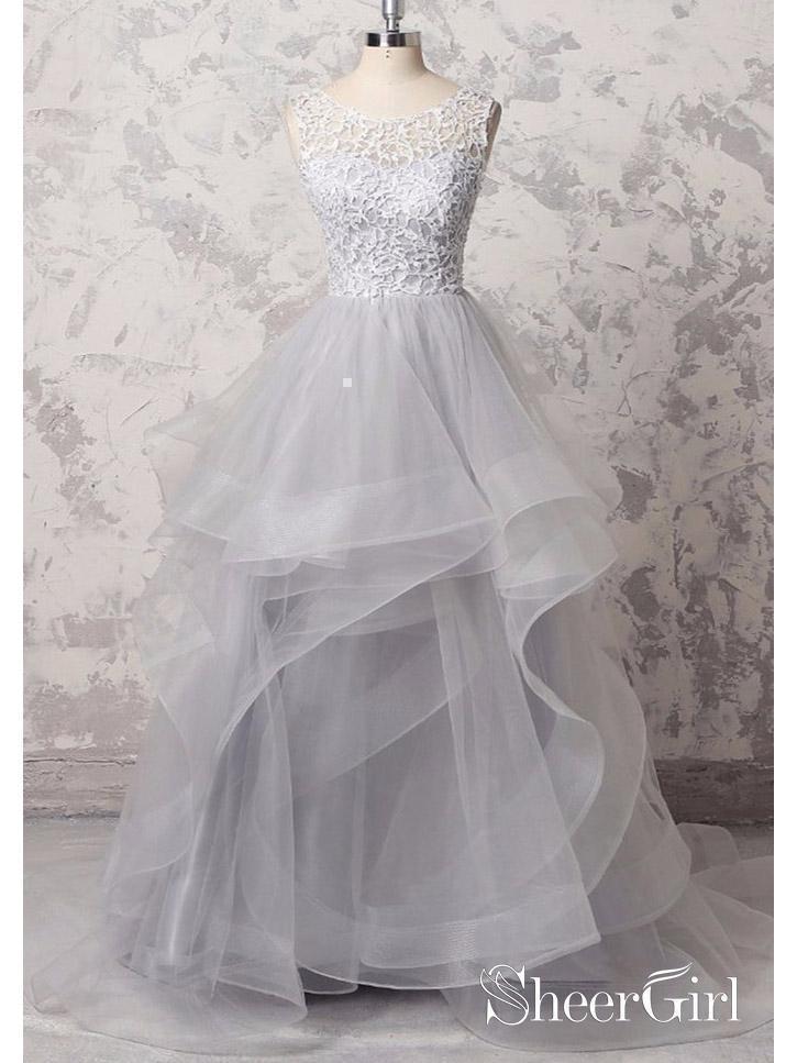 Lace Grey Organza Prom Dresses for Juniors Mutilayered Quiceanera Dress Ballgowns ARD1039 Lace Grey Organza Prom Dresses for Juniors Mutilayered Quiceanera Dress Ballgowns ARD1039