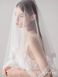 Lace Hemline Ivory Tulle Wedding Veils ACC1051-SheerGirl