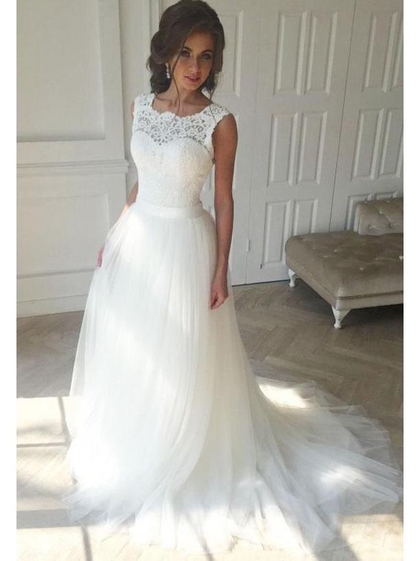 chinese dress ladies Lace Top Ivory Tulle Beach Wedding Dresses Cheap Bridal Dresses AWD117 –  SheerGirl