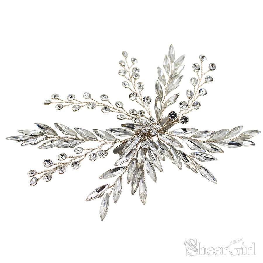 Laurel Leaf Crystal Bridal Hair Clip ACC1127-SheerGirl